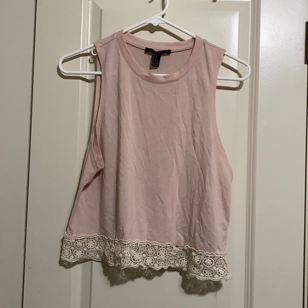 Forever 21 cute pink tank with lace bottom size S